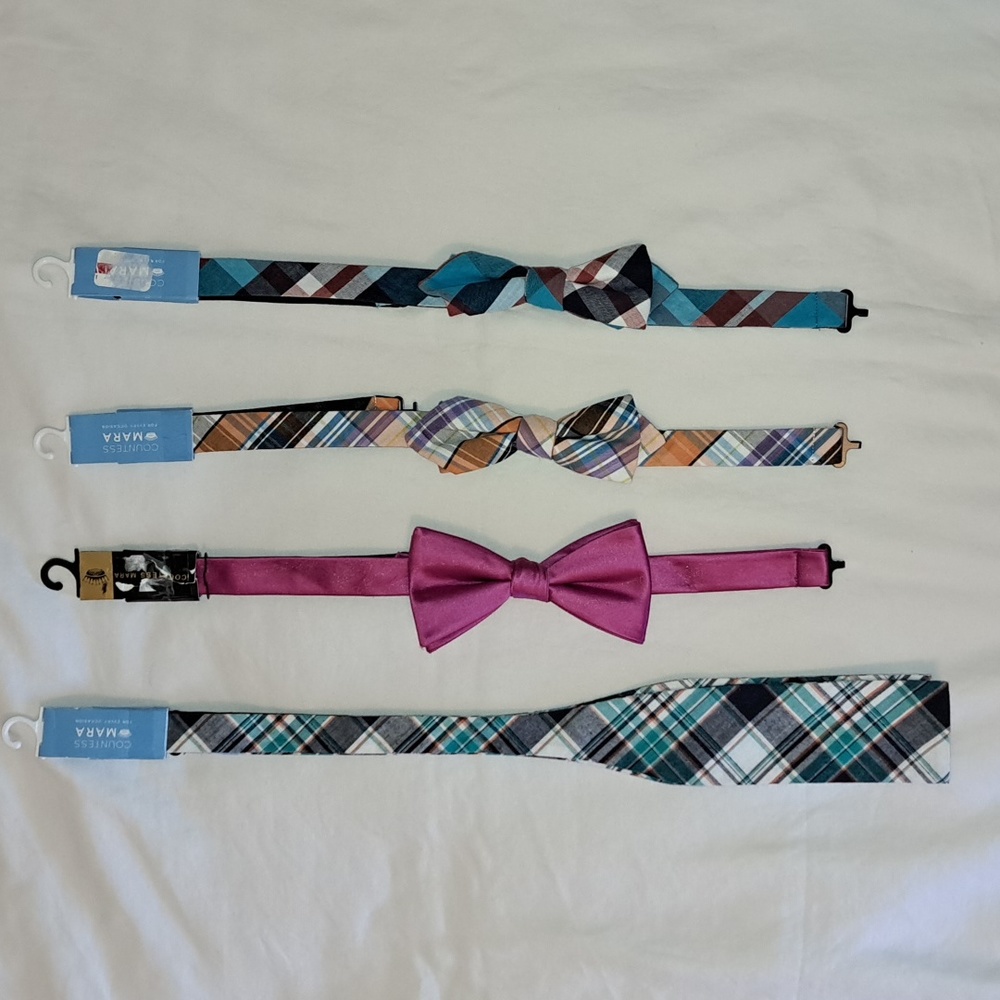 4 PACK Countess Mara Men's Silk/Viscose Bow Tie 4 Pack Deal